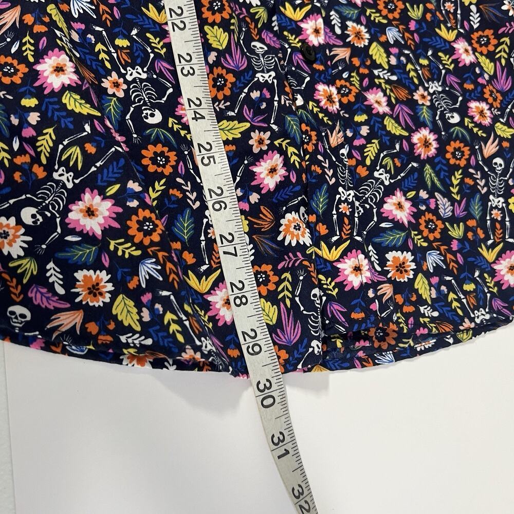 Simon Banks Multicolor Halloween Skeleton Floral Button Down Shirt Men's M - Picture 11 of 11